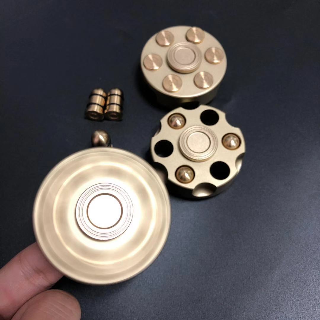 New pure copper fingertip gyro revolver bullet detachable pistol EDC rotating adult casual finger toy
