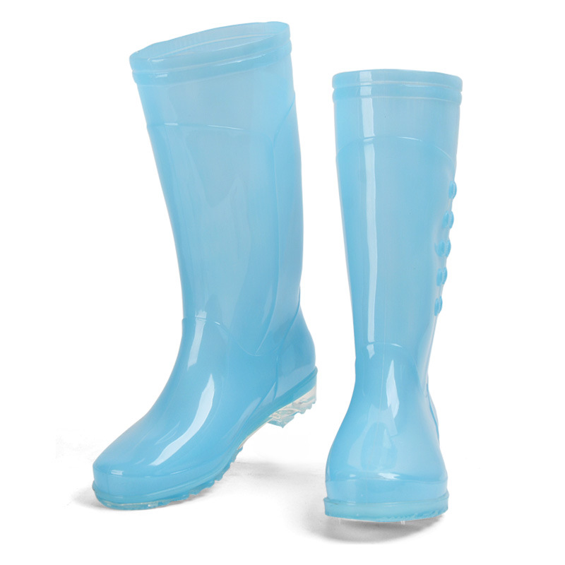 High rain boots women's fashion plus velvet cotton cover non-slip wear-resistant waterproof PVC water shoes adult transparent rain shoes wholesale
