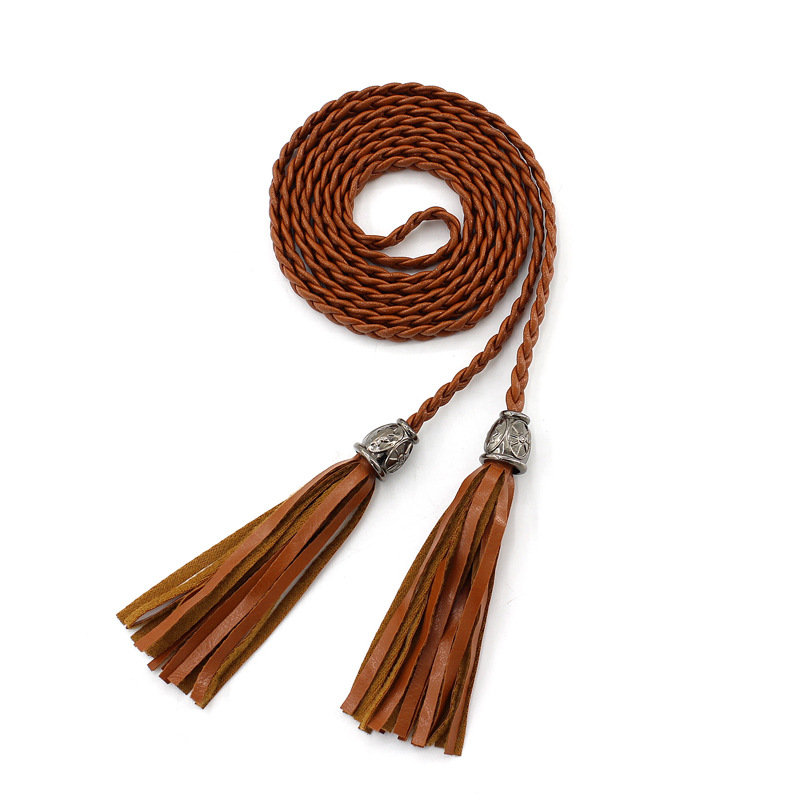 Ladies accessories tassel waist chain Joker female PU fine woven belt car line two styles available a generation of hair