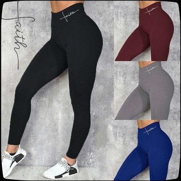 in stock European and American AliExpress Explosions Waist Head Letter Printed Leggings Hip Elastic High Waist Yiwu Leggings