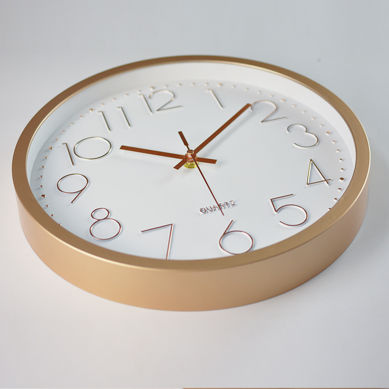 Plastic mute wall clock creative fashion living room stereo digital scale wall clock clock wholesale 12 inch 30cm