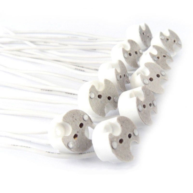 MR16 Pin Lamp Cap G4 Porcelain Cap Crystal Lamp Cup Spotlight Accessories LED Ceramic Lamp holder Silicone Wire High Temperature Resistant