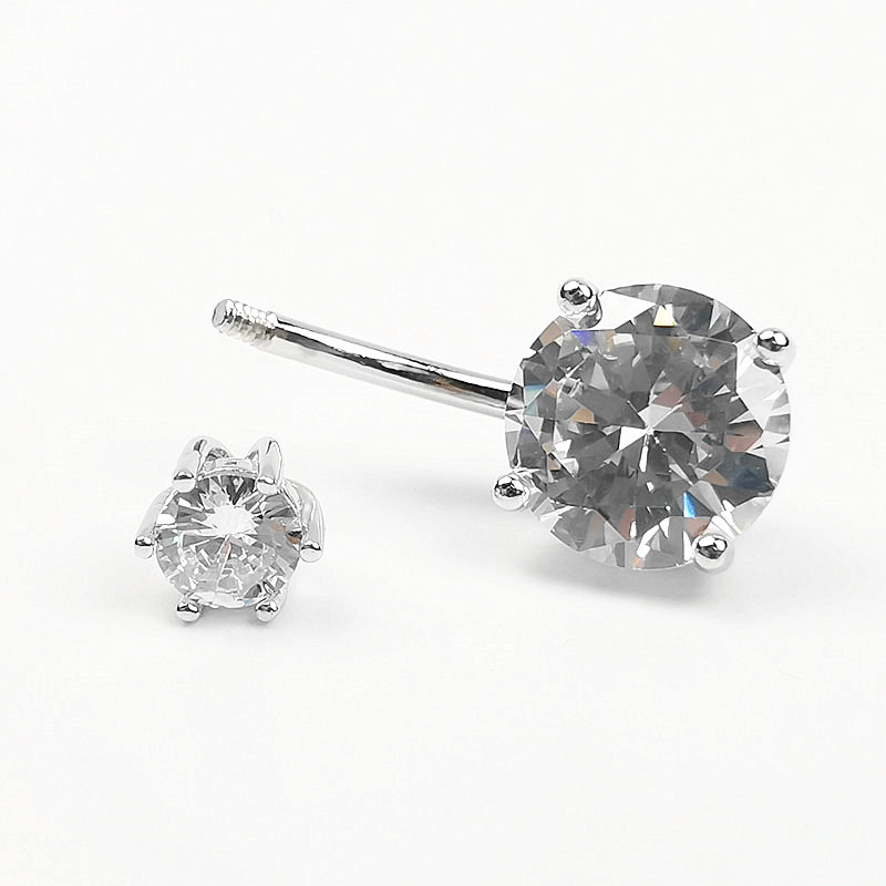 925 sterling silver belly button ring European and American four-claw round zircon belly button nail human body piercing belly button hot girl cross-border batch