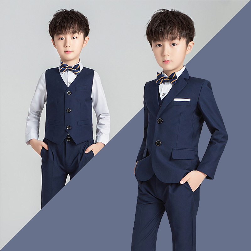 Children's small suit new boys' solid color suit suit Korean style flower girl dress host performance clothes one-piece delivery