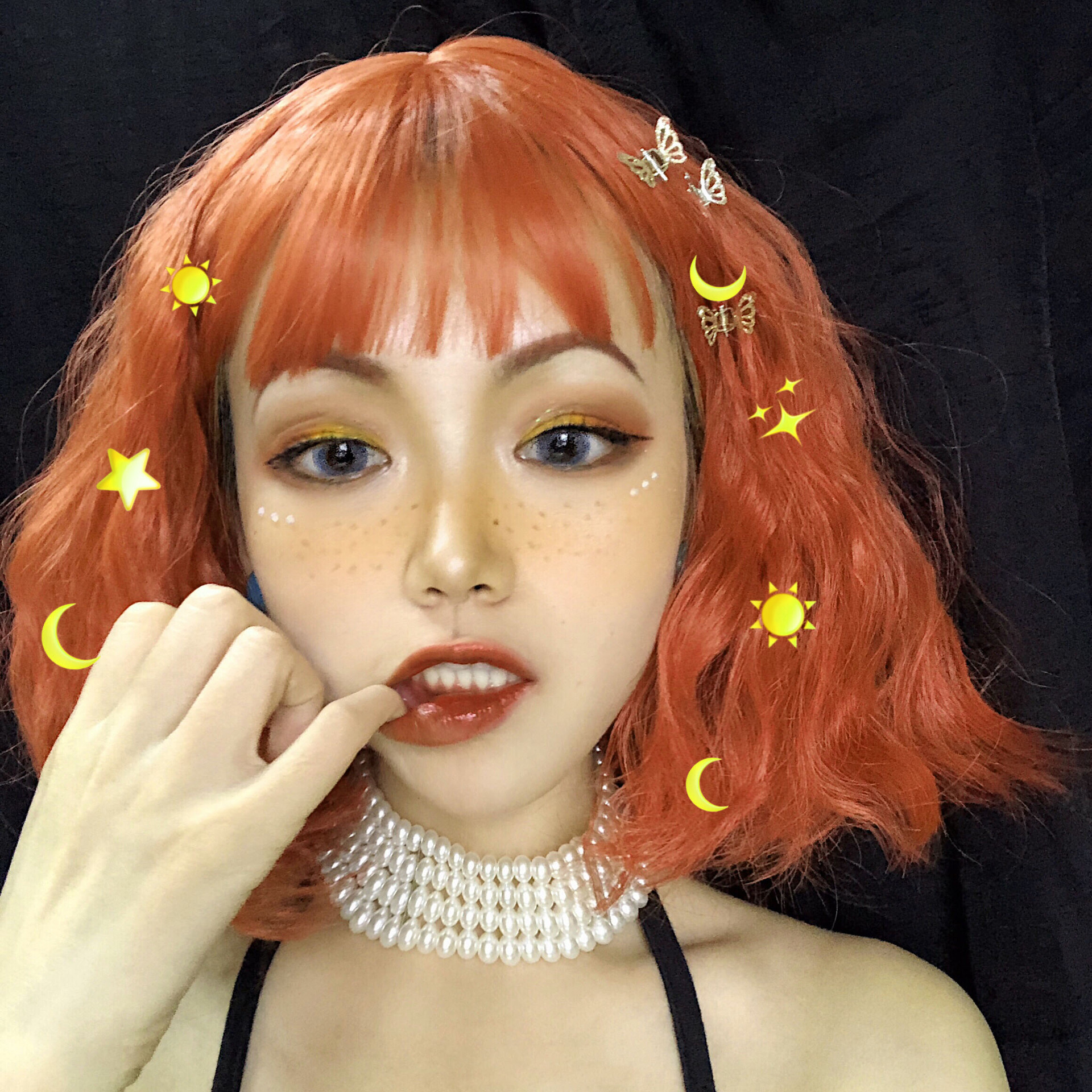 Wig Women's Short Hair bobo Head Round Face Air Bangs Corn Hot Dirty Orange Short Curls Clavicle Hair Wool Roll