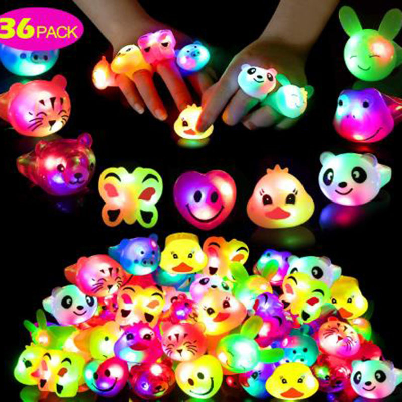 Cross Border Amazon Luminous Ring Party Ring TPR Flash Ring 9 9 Color Mixed Soft Glue Ring