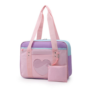 Creative Portable Travel Bag Love Transparent Pain Bag jk Uniform Casual Shoulder Bag Luggage Bag
