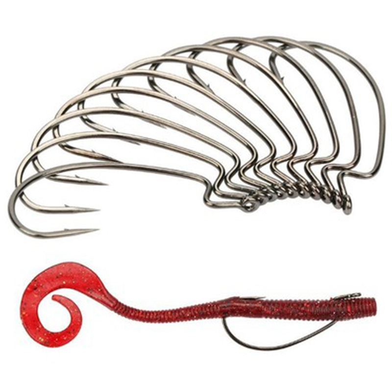 Crank hook Luya Soft Bait hook with barbed sharp pointed hook wearing soft bait soft Worm Hook black nickel red nickel crank hook