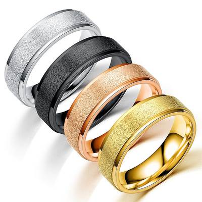 ing Fashion European and American Niche Titanium Steel Frosted Ring Women's Korean Style Fashion Couple's Ring Men's Cross-border Hand Jewelry