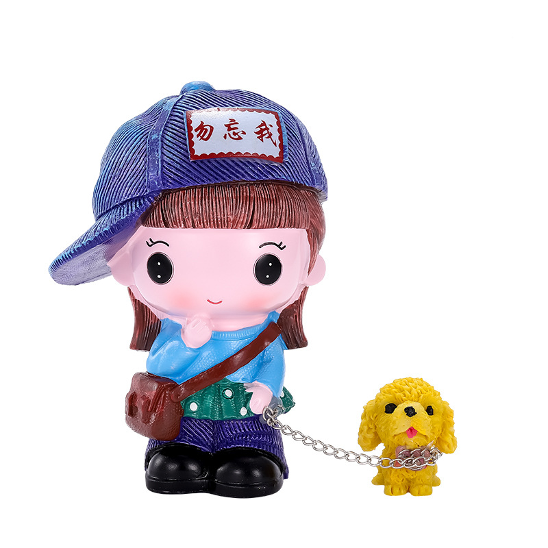 New Car Ornaments Car Cute Cartoon Couple Doll Dog Walking Combination Creative Car Office Ornaments