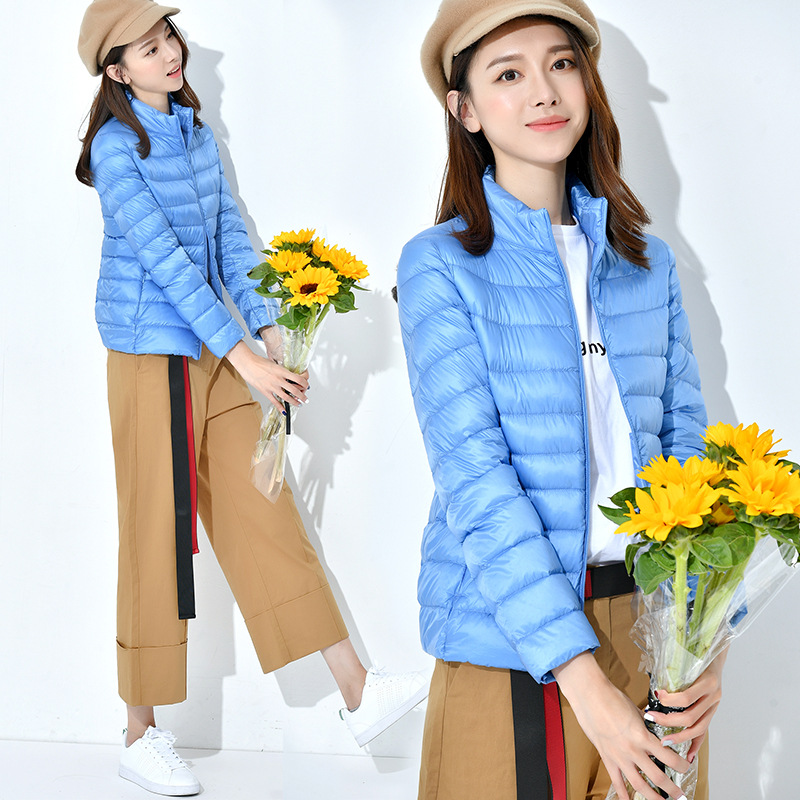 2023 winter ultra-thin down jacket women's light short slim collar large size ultra-light plus fat coat factory outlet