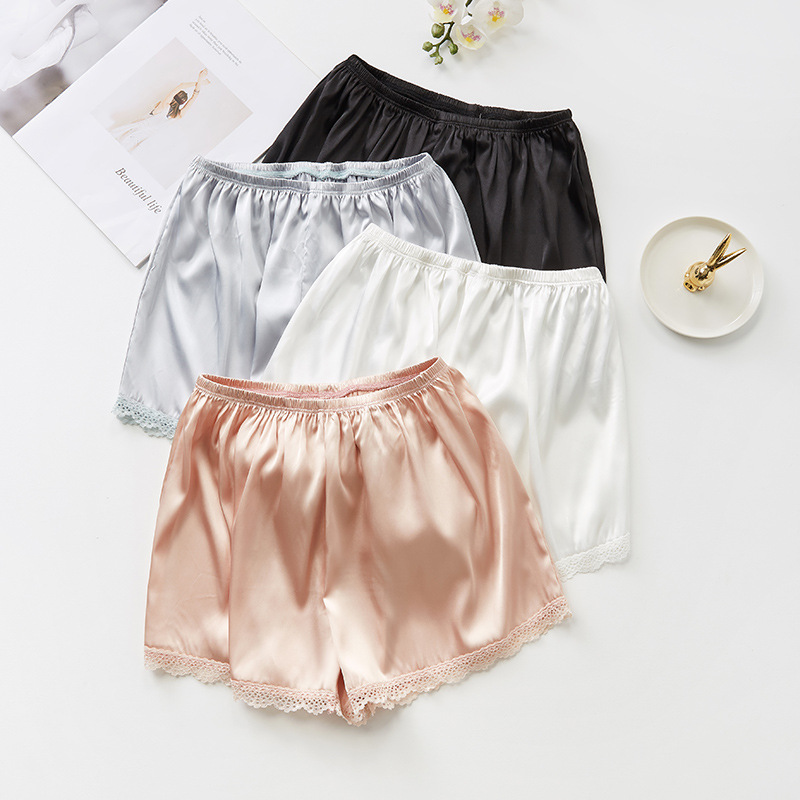 Lace safety pants women's anti-exposure summer thin artificial silk can be worn outside loose home bottoming Ice Silk three pants