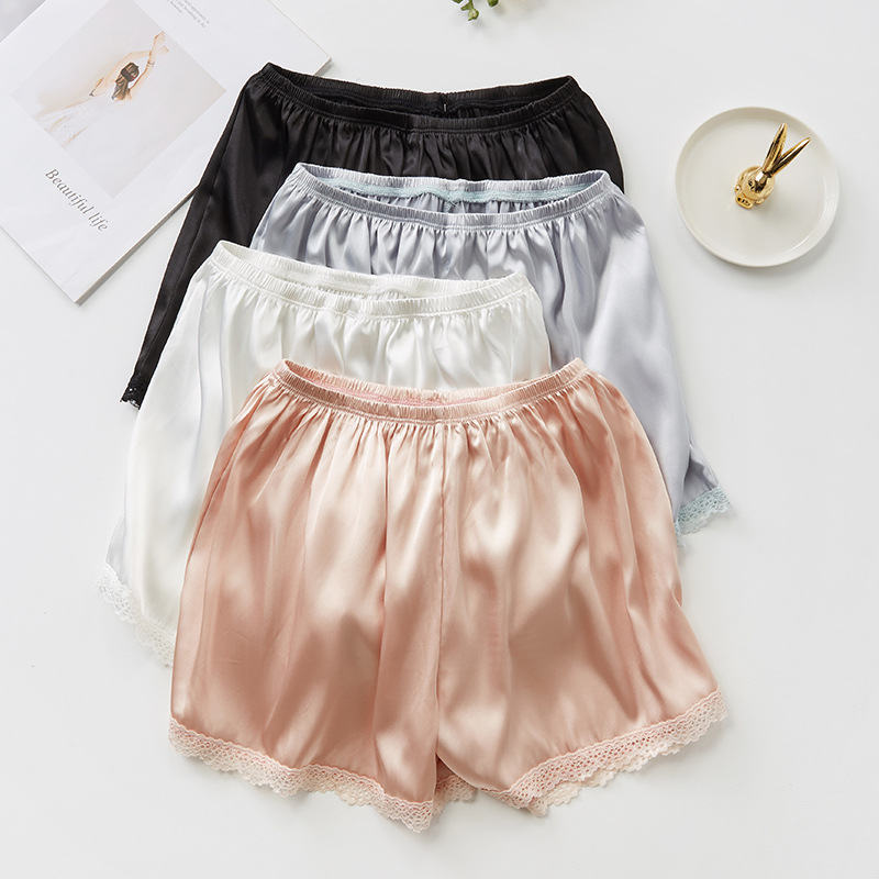 Lace safety pants women's anti-exposure summer thin artificial silk can be worn outside loose home bottoming Ice Silk three pants