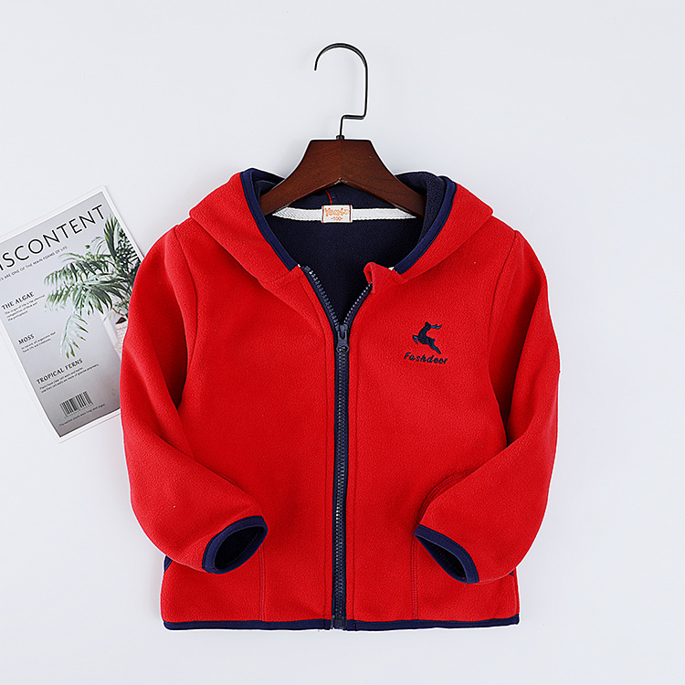 @ Children's coat autumn and winter style Korean casual polar fleece hooded long sleeve boys' and girls' baby coat substitute hair
