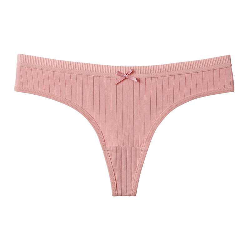 Pure cotton thong women's T-pants European and American foreign trade plus size sexy seamless bow fitness underwear women's pure desire