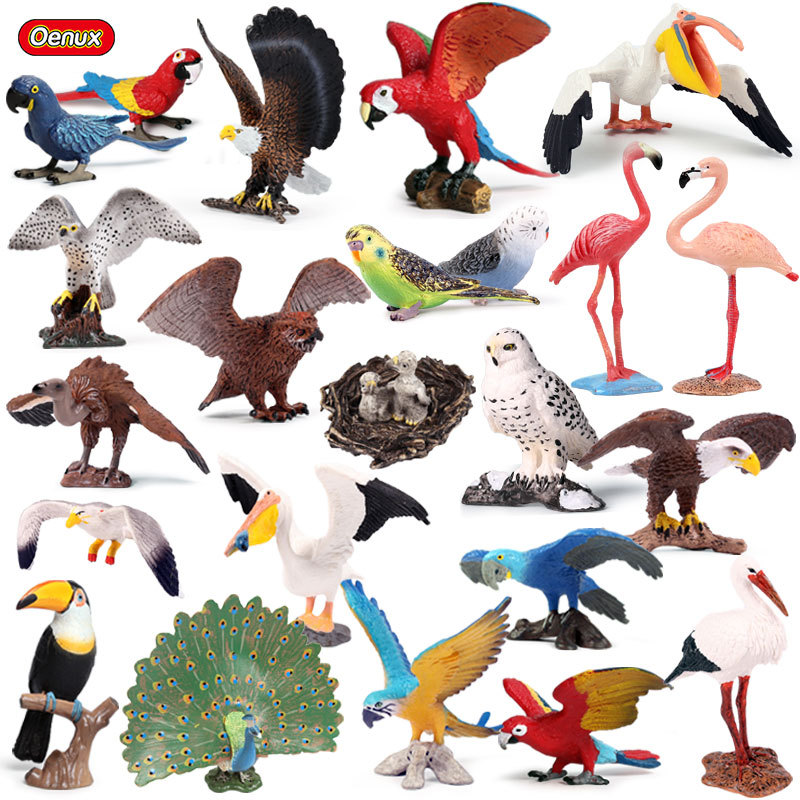 Animal Model Solid Simulation Toy Set Cognitive Bird Birds Eagle Parrot Peacock Flamingo Ornaments
