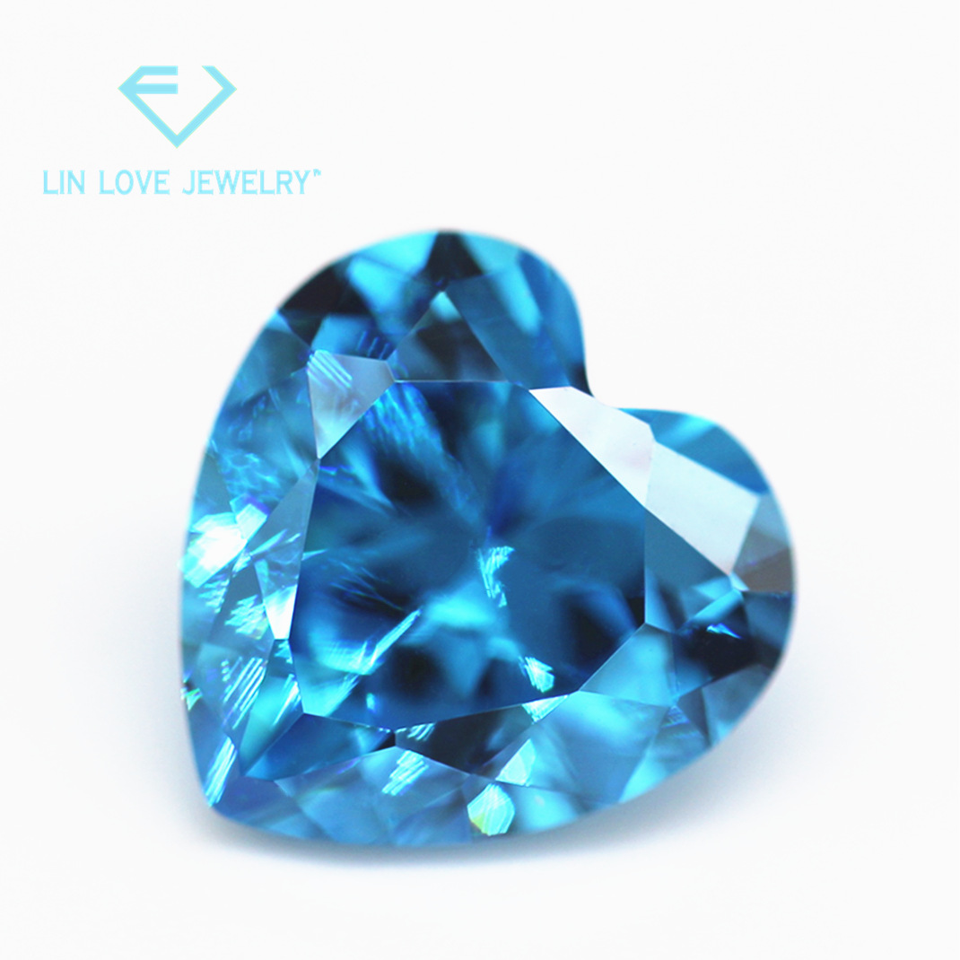 Factory direct 5A heart-shaped white colored zircon bare stone synthetic pointed bottom love-shaped colored white stone CZ drill