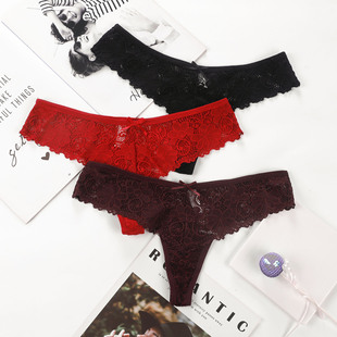 European and American sexy lace underwear women's T-pants hot fun low waist large size seamless lace foreign trade thong wholesale
