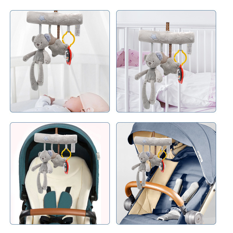 mqmqs & pdpds baby Music car hanging bed winding animal bunny bear safety seat pendant plush toy