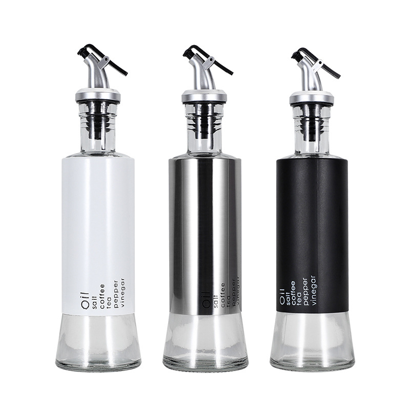 Creative new stainless steel seasoning bottle leak-proof soy sauce bottle kitchen seasoning set household kitchen glass oil pot