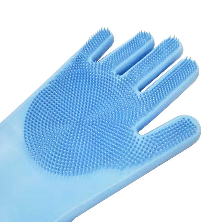 Silicone dishwashing gloves dishwashing brush household gloves waterproof heat insulation wear-resistant kitchen cleaning gloves wholesale