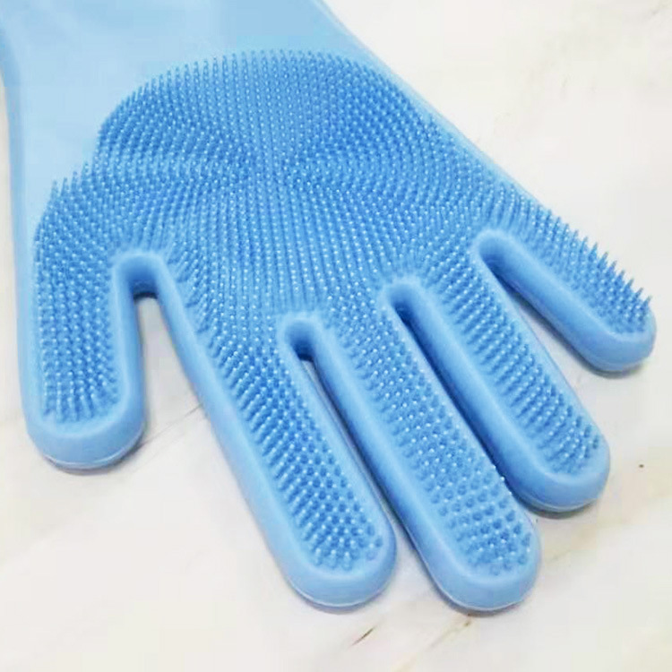 Silicone dishwashing gloves dishwashing brush household gloves waterproof heat insulation wear-resistant kitchen cleaning gloves wholesale