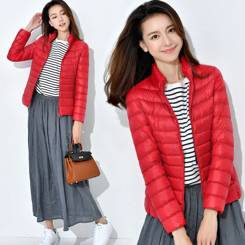 2023 winter ultra-thin down jacket women's light short slim collar large size ultra-light plus fat coat factory outlet