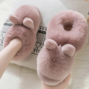 Cotton Slippers Women's Winter Bag Heel Home Thick Sole Non-Slip Moon Shoes Plush Cute Thickened Winter Warm Slippers for Home
