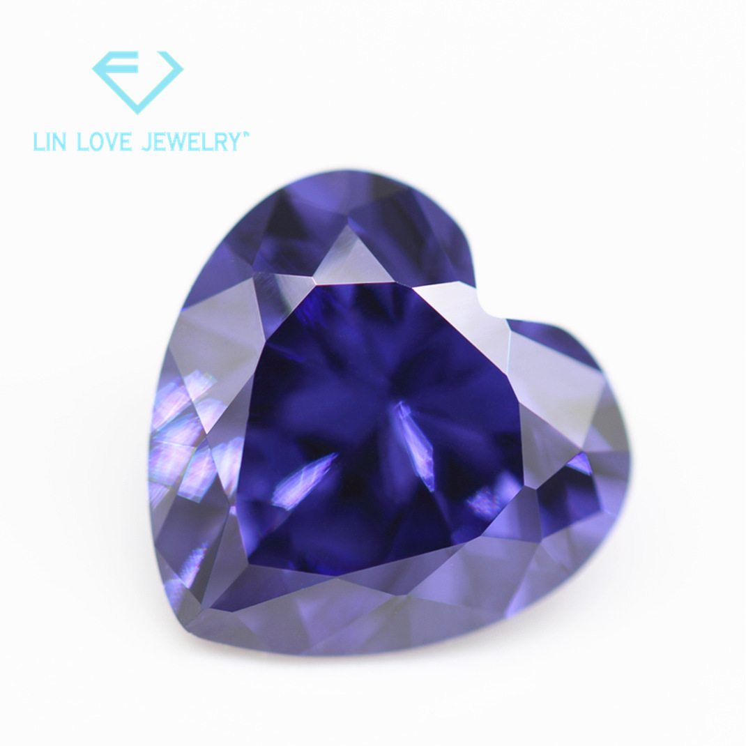 Factory direct 5A heart-shaped white colored zircon bare stone synthetic pointed bottom love-shaped colored white stone CZ drill