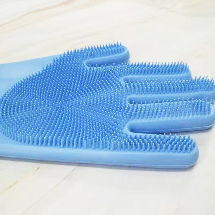 Silicone dishwashing gloves dishwashing brush household gloves waterproof heat insulation wear-resistant kitchen cleaning gloves wholesale