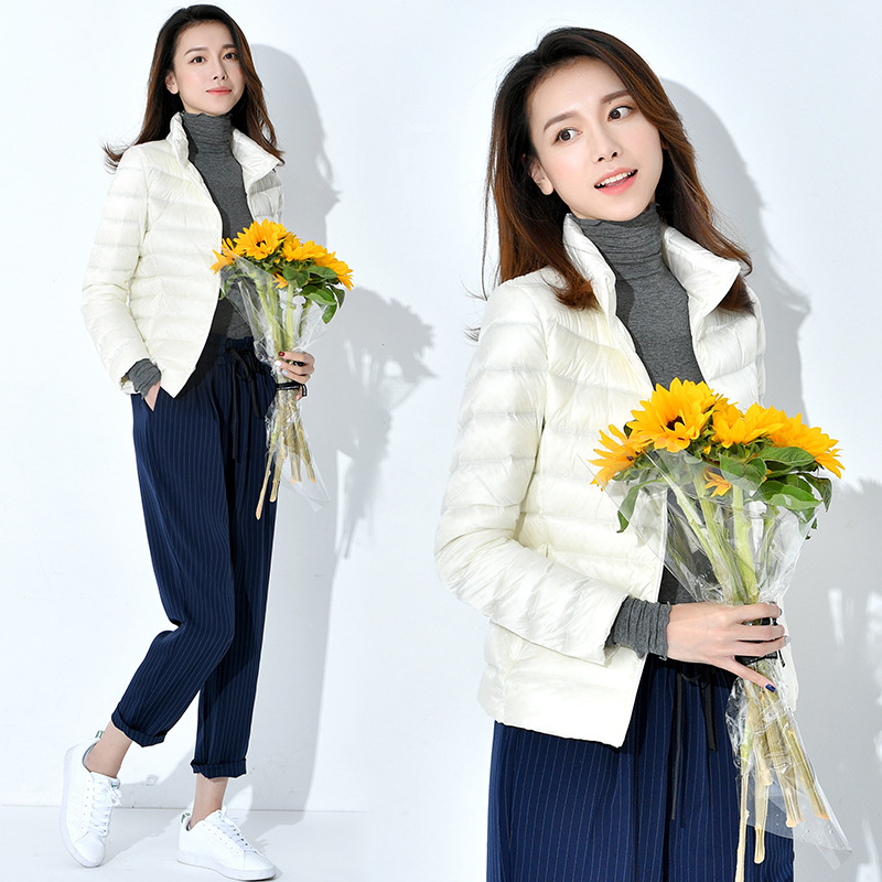 2023 winter ultra-thin down jacket women's light short slim collar large size ultra-light plus fat coat factory outlet