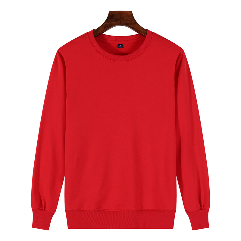 Factory direct long sleeve men's casual round neck cotton sweater solid color blank Terry sweater logo printed class clothes