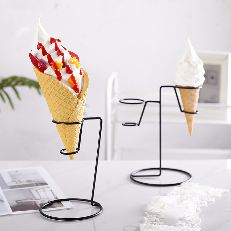 Personalized Ice Cream Iron Rack Simple Sweet Cone Egg Cone Double Head Display Rack Iron Rack Decorative Decoration Fruit Stand