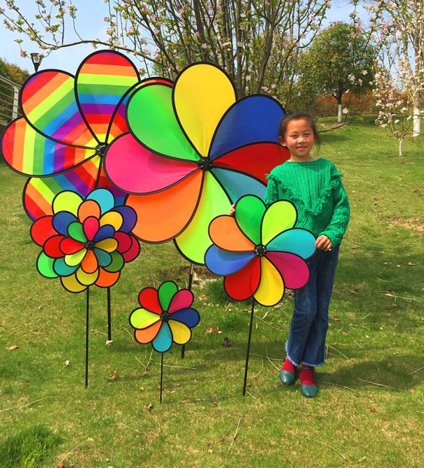 Diameter 1 meter handmade eight color petals Super windmill wedding decoration scenic garden advertising Children's Festival gifts