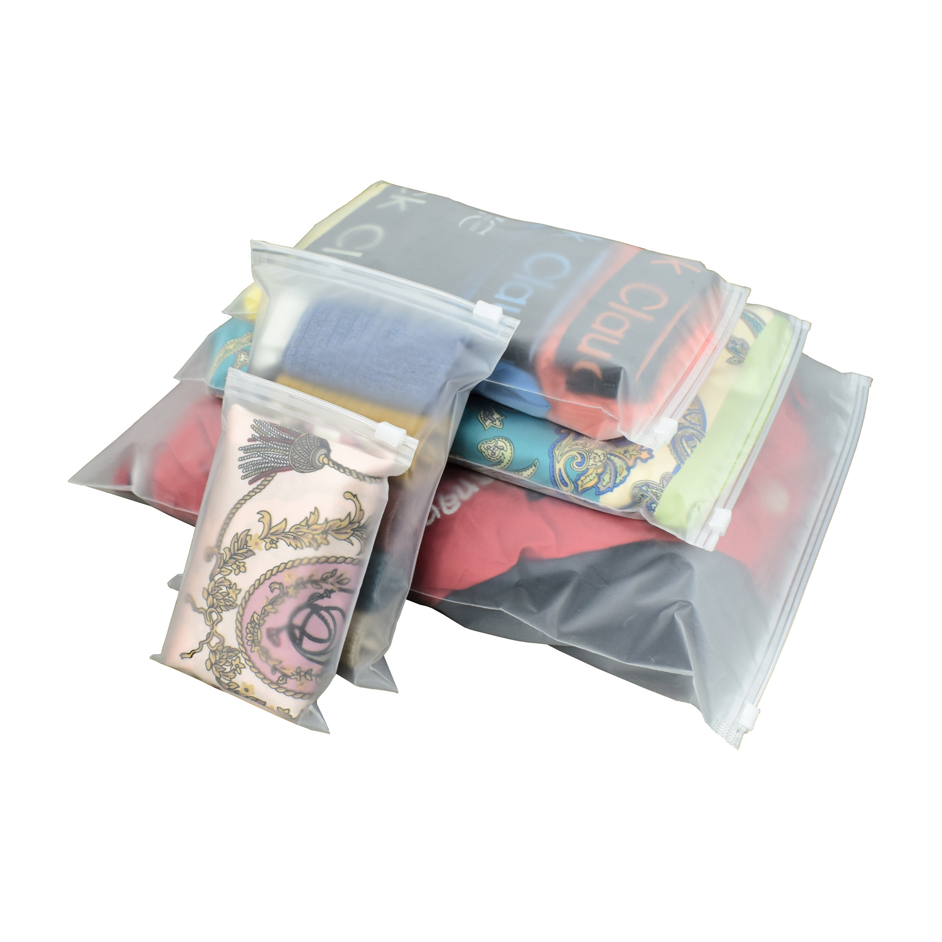 Spot frosted clothing packaging zipper bag clothes storage frosted self-sealing bag socks clothing packaging bag