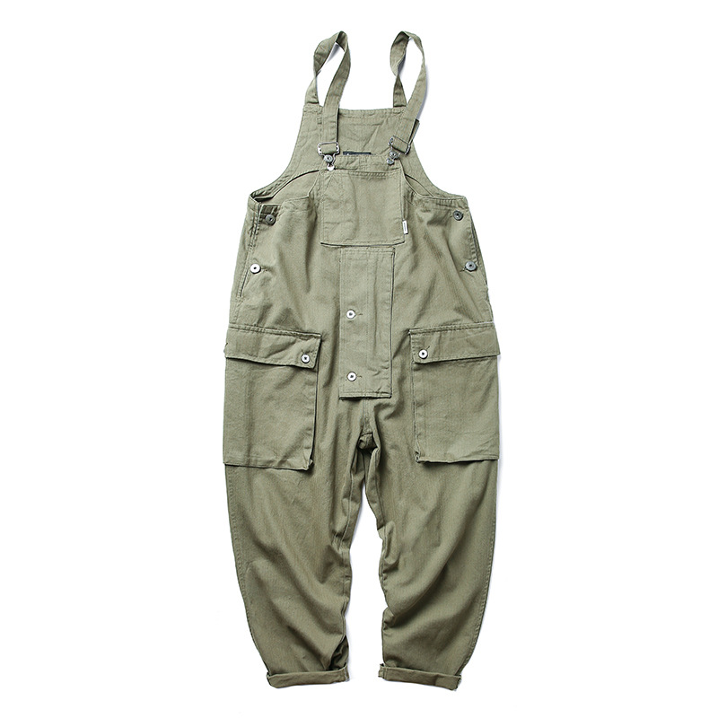 American casual one-piece suspender pants men's overalls trousers ameikaji fashion brand workwear loose suspender pants