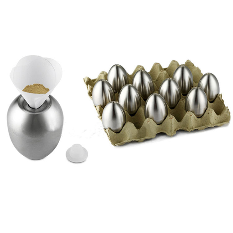 Single three-hole European-style egg-shaped stainless steel seasoning jar Pepper bottle pepper and salt jar cute creative egg toothpick jar