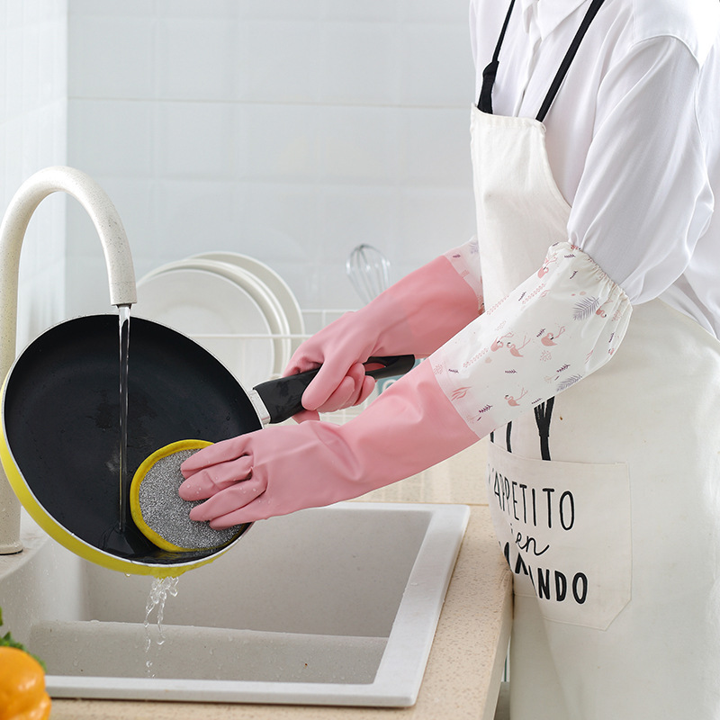 Washing gloves kitchen thickened rubber latex laundry clothes waterproof plastic rubber household durable Winter Velvet
