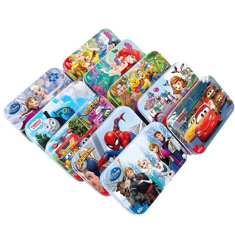 Disney Mickey Ice Princess Fun Early Education Iron Box 60 Wood Kids Puzzle