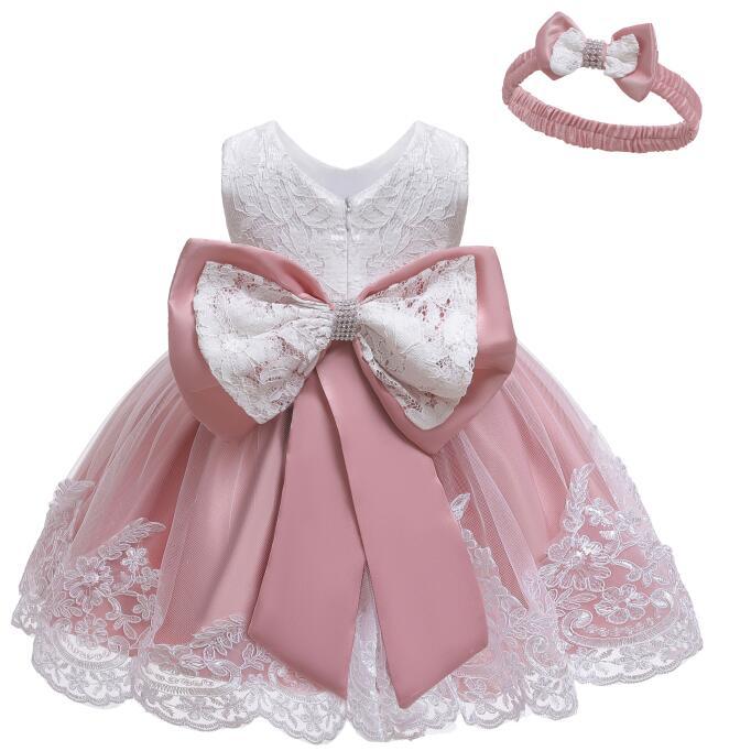 Amazon Explosions Baby One Hundred Days Old Dress Bow Hair Band Pouce Dress Lace Dress