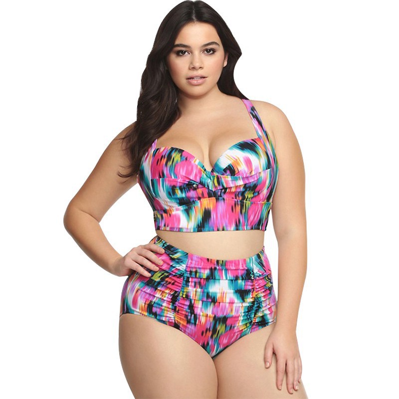 European and American Single Sexy Swimsuit Retro High Waist Steel Bracket Push-up Plus Large Size Bikini Split Swimsuit Women