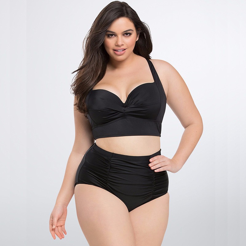 European and American Single Sexy Swimsuit Retro High Waist Steel Bracket Push-up Plus Large Size Bikini Split Swimsuit Women