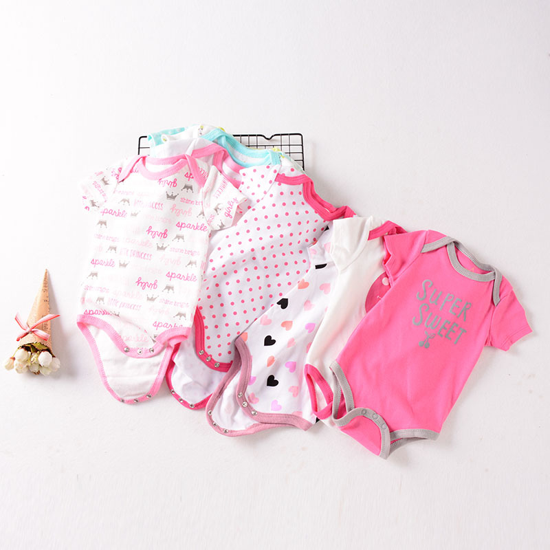 2024 Summer New Long-sleeved Short-sleeved Climbing Suit 0-1 Years Old Baby Cartoon Climbing Suit Foreign Trade Miscellaneous Long-sleeved Short Climbing Suit