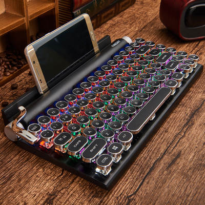 Dot retro typewriter mechanical keyboard punk keycap mobile phone tablet MAC Bluetooth real mechanical keyboard cross border