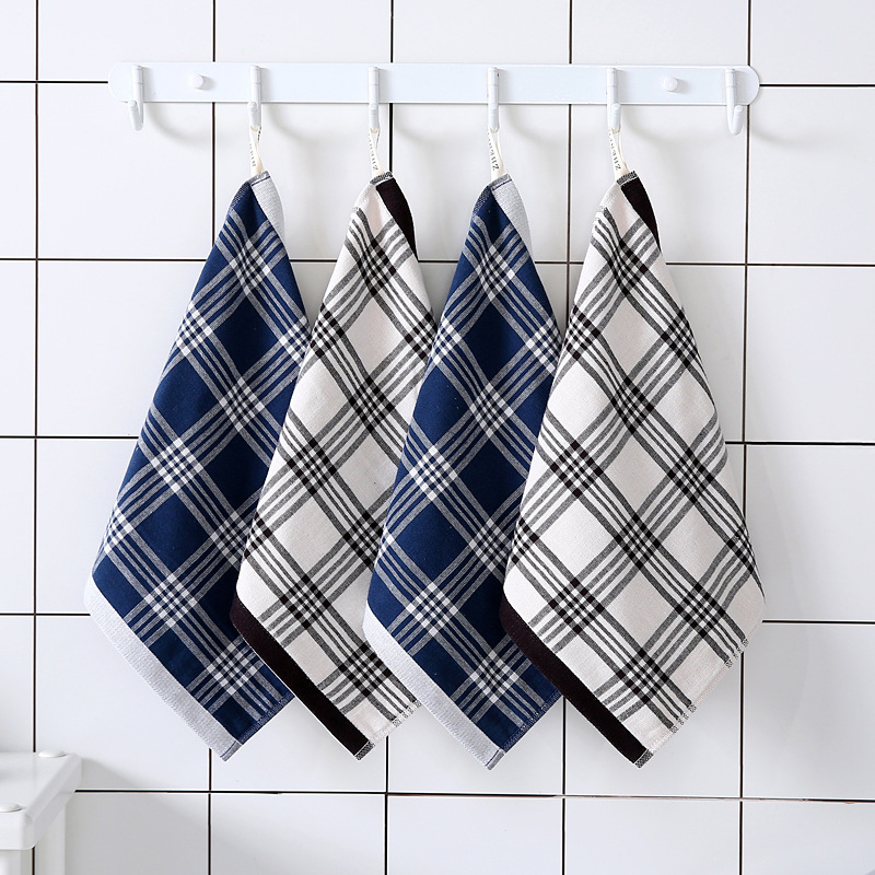 Factory wholesale cotton fabric checkered square simple Japanese good Terry gauze children's small towel daily necessities