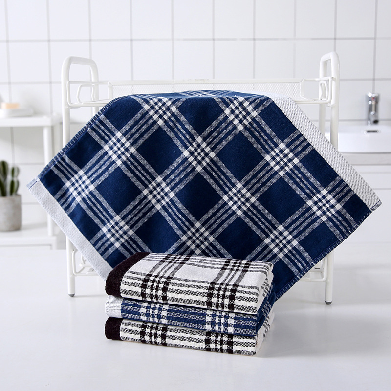 Factory wholesale cotton fabric checkered square simple Japanese good Terry gauze children's small towel daily necessities