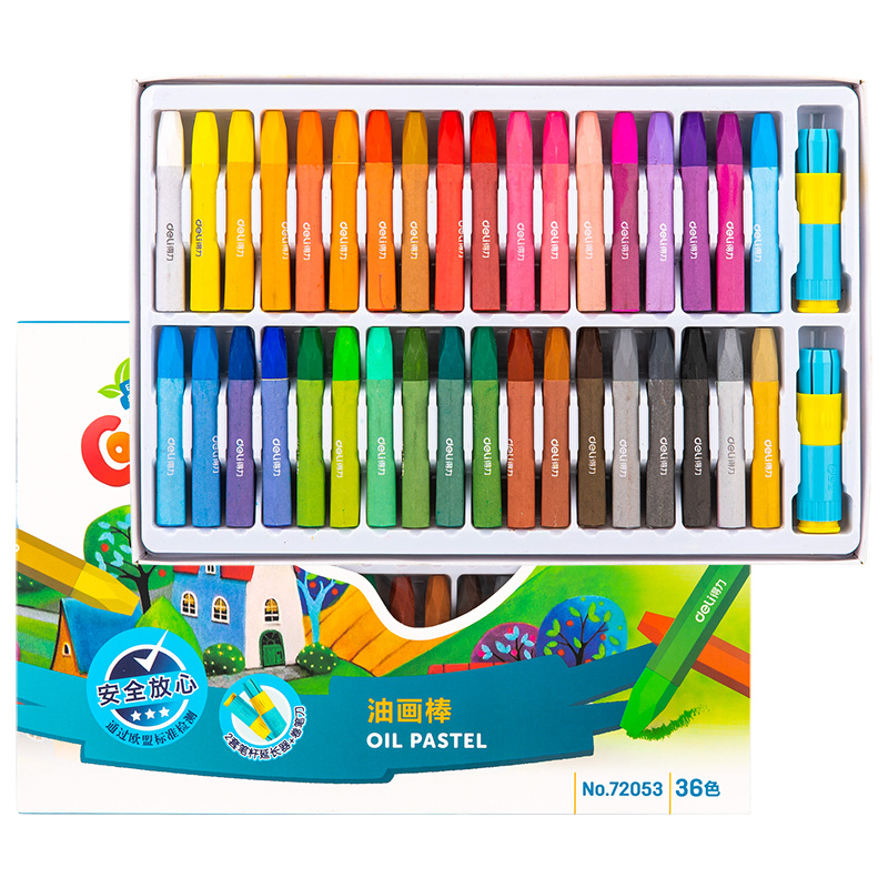 Deli oil painting stick 12 color 18 color 24 color 36 color children's painting oil painting stick Art crayon brush does not dirty hands