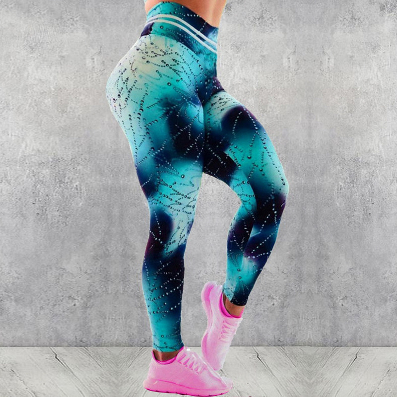 Spot supply cross-border Wish Amazon Ebay water droplets sweat beads high waist printed leggings sports yoga pants