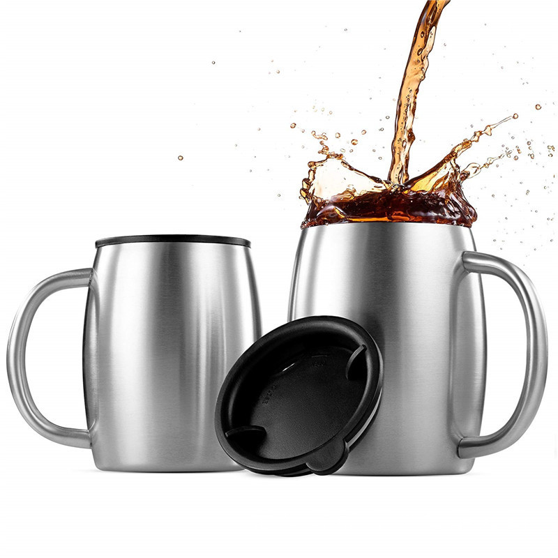 メーカー卸売り蓋付きビールカップ大腹コーヒーカップ二重断熱事務カップ鼓形ハンドルカップ現物|undefined