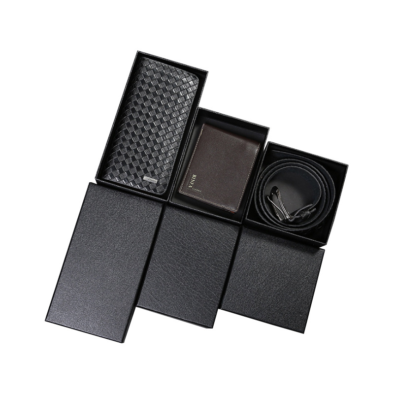 In stock lid belt box long wallet box exquisite black packing box gift box